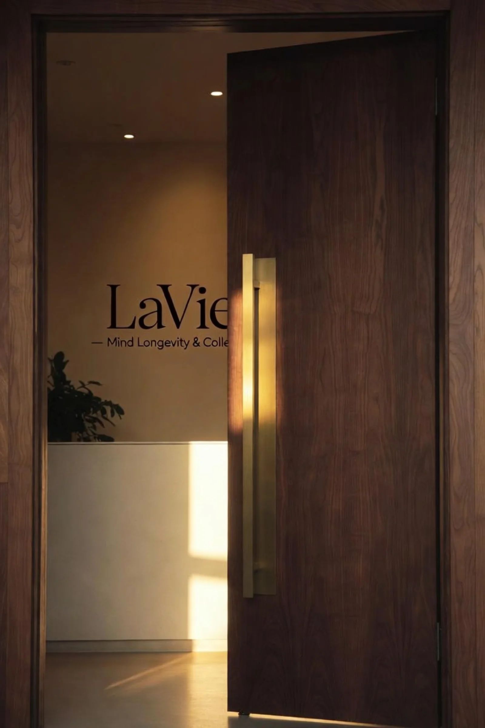 Warm branded backdrop for LaVie Mind Longevity