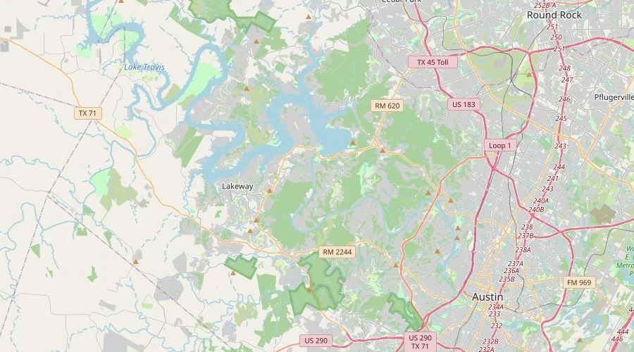 Map overview of Austin, Texas